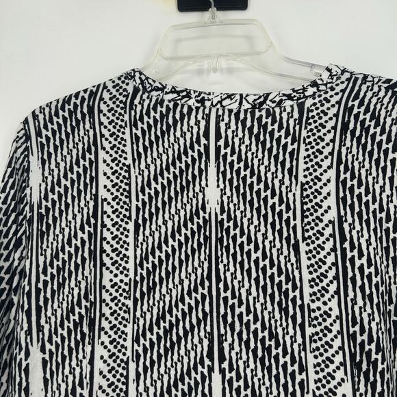 Soft Surroundings Ravello Top Black White Boho Artsy Abstract 3/4 Sleeve Size L - Picture 7 of 10